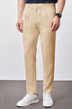 Double Plate Men's Carrot Fit Cotton Pant In Creem