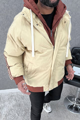 Panel Stripes Dual Zip Hooded Over-Sized Imported Puffer Jacket