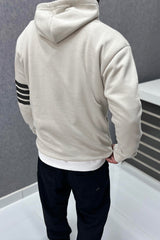 Turbo Arm Stripe Fleece Hoodie In Creem