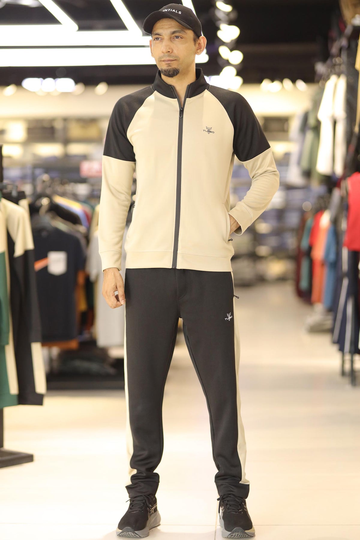 Turbo Raglan Sleeves Panel Moke Neck Zipper Tracksuit