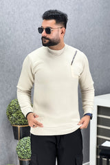 Zip Style Side Round Neck Imported Men's Sweatshirt