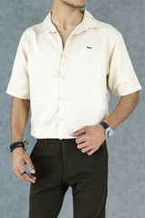Turbo Designer Motif Floral Casual Shirt In Creem