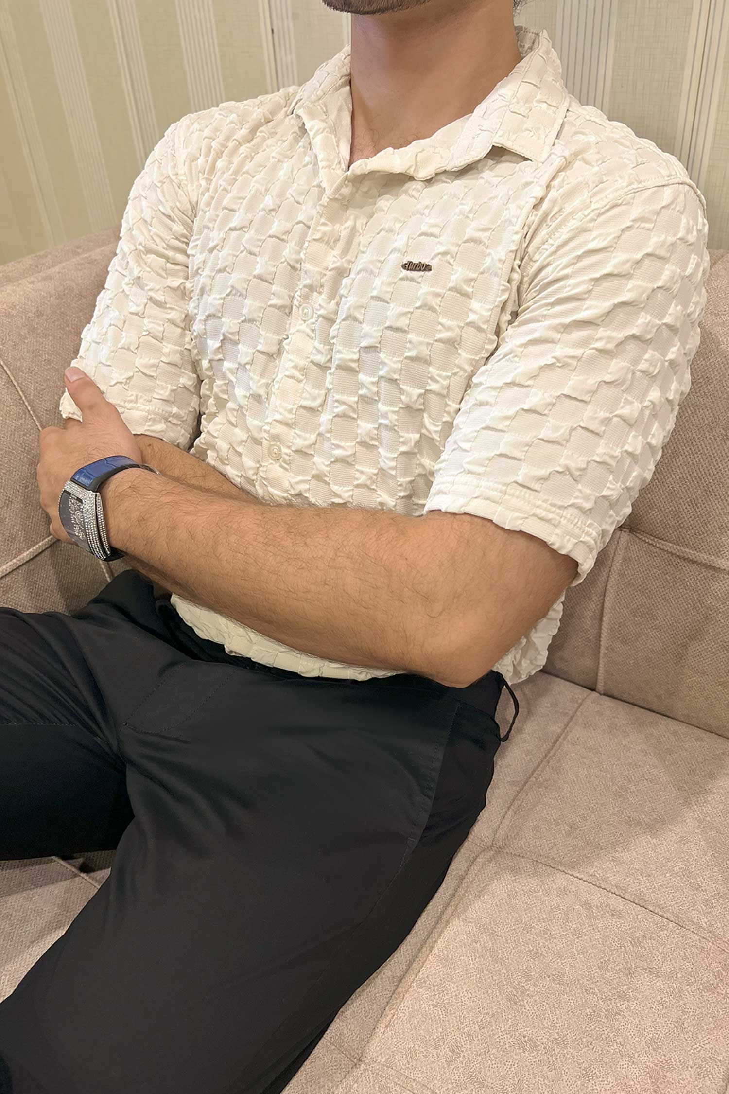 Turbo Puff Structured Pattern Casual Shirt