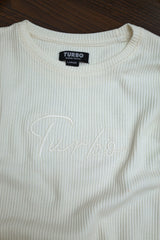 Turbo Signature Logo Round Neck Thermal Cotton Men's Sweatshirt In Creem