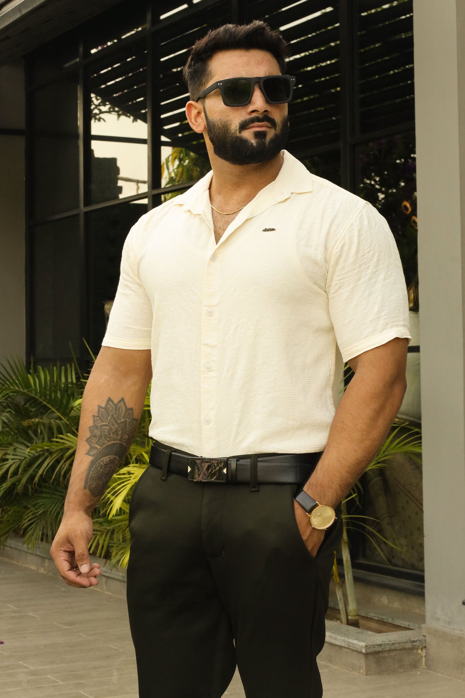 Turbo Artistic Touch Comfort Casual Shirt In Cream