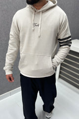 Turbo Arm Stripe Fleece Hoodie In Creem