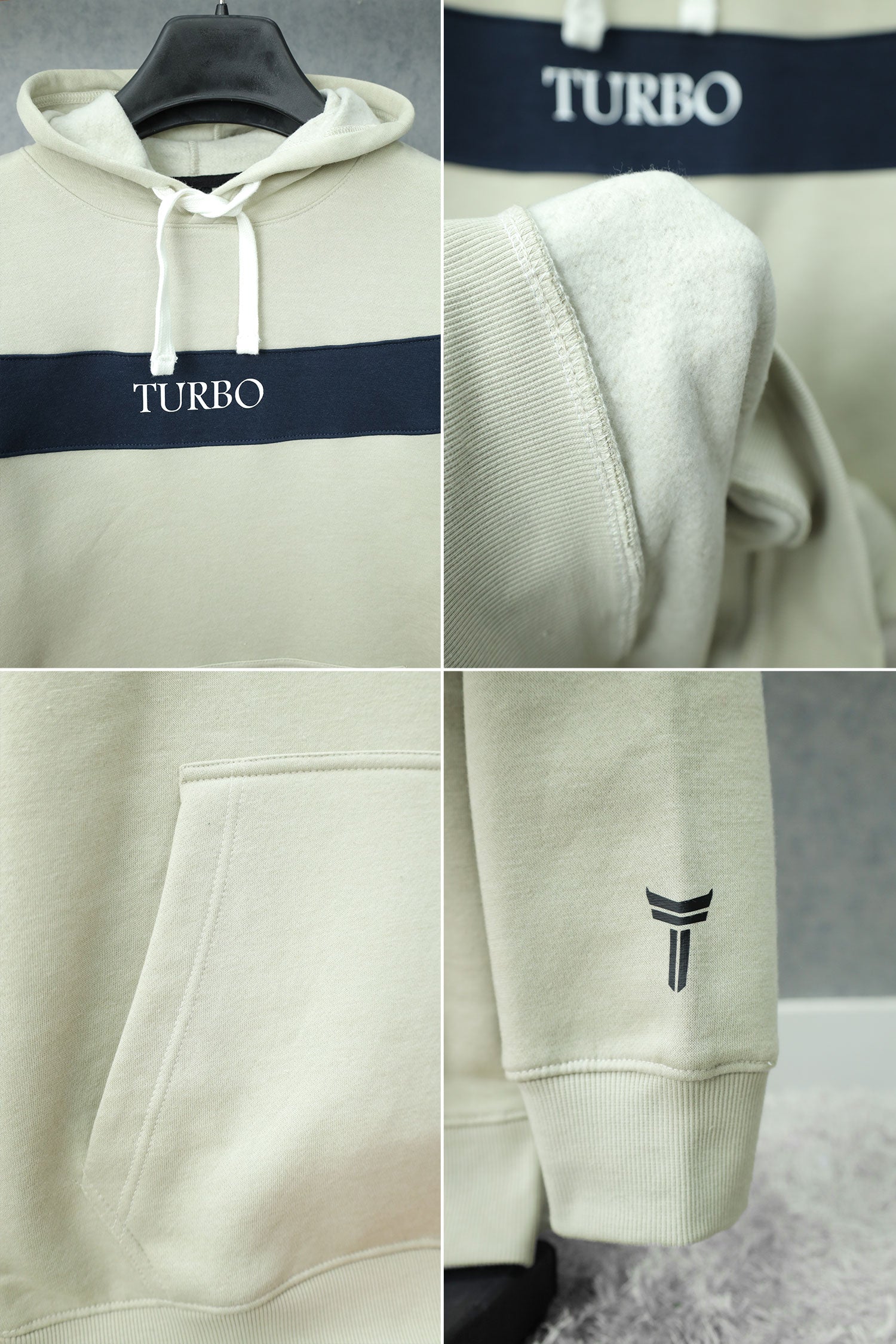 Turbo Panel Typography Fleece Hoodie