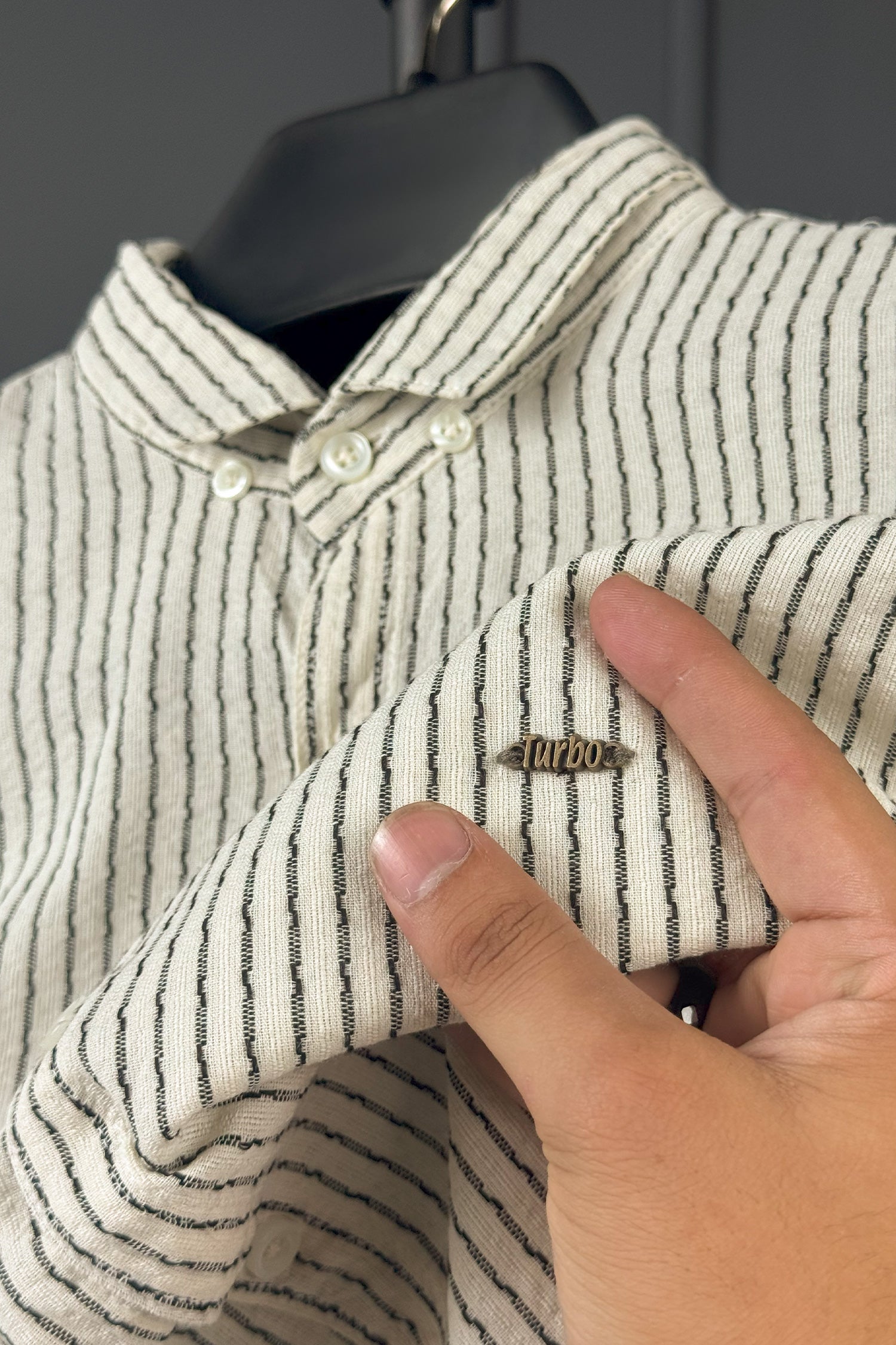 Turbo Lining Check Creation Long Sleeve Cotton Casual Shirt