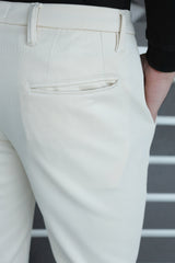 Elegant Self Texture Knitted Cotton Ankle fit Pant In Creem