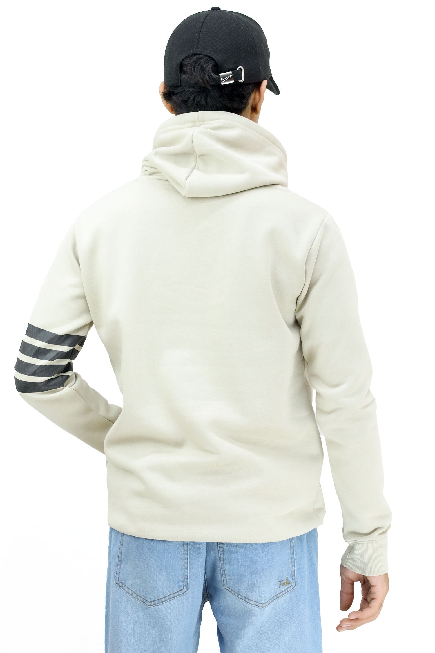 Turbo Arm Stripe Fleece Hoodie In Creem