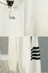 Turbo Arm Stripe Fleece Hoodie In Creem