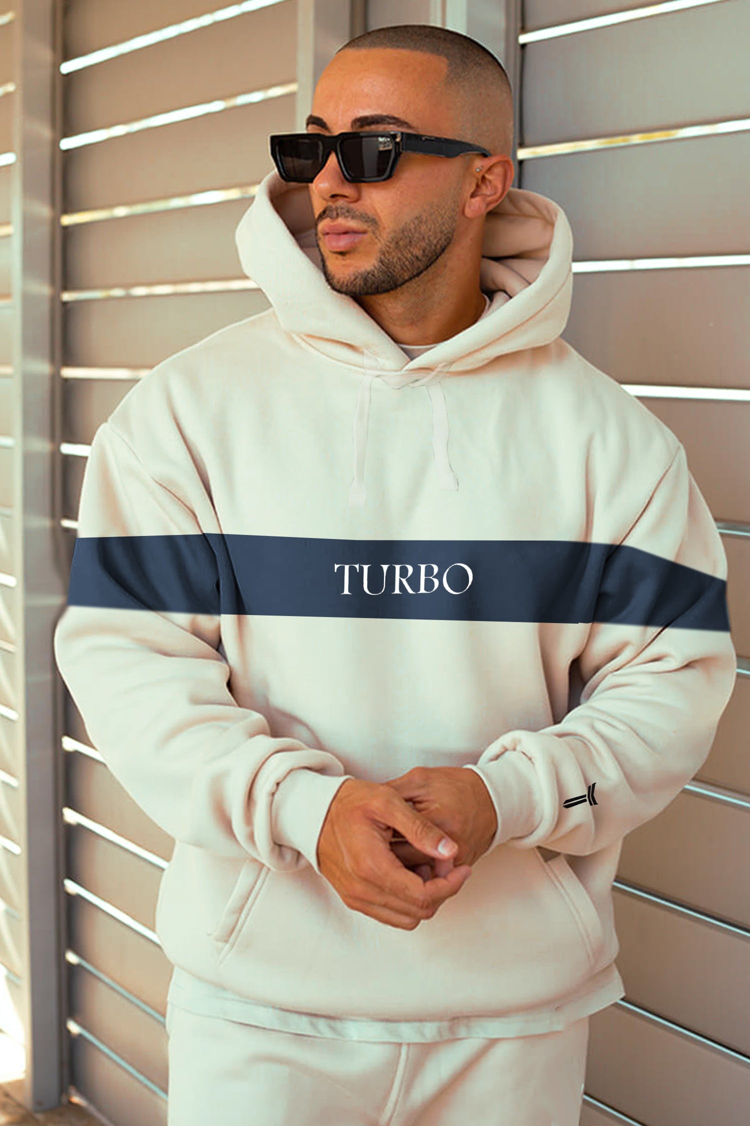 Turbo Panel Typography Fleece Hoodie