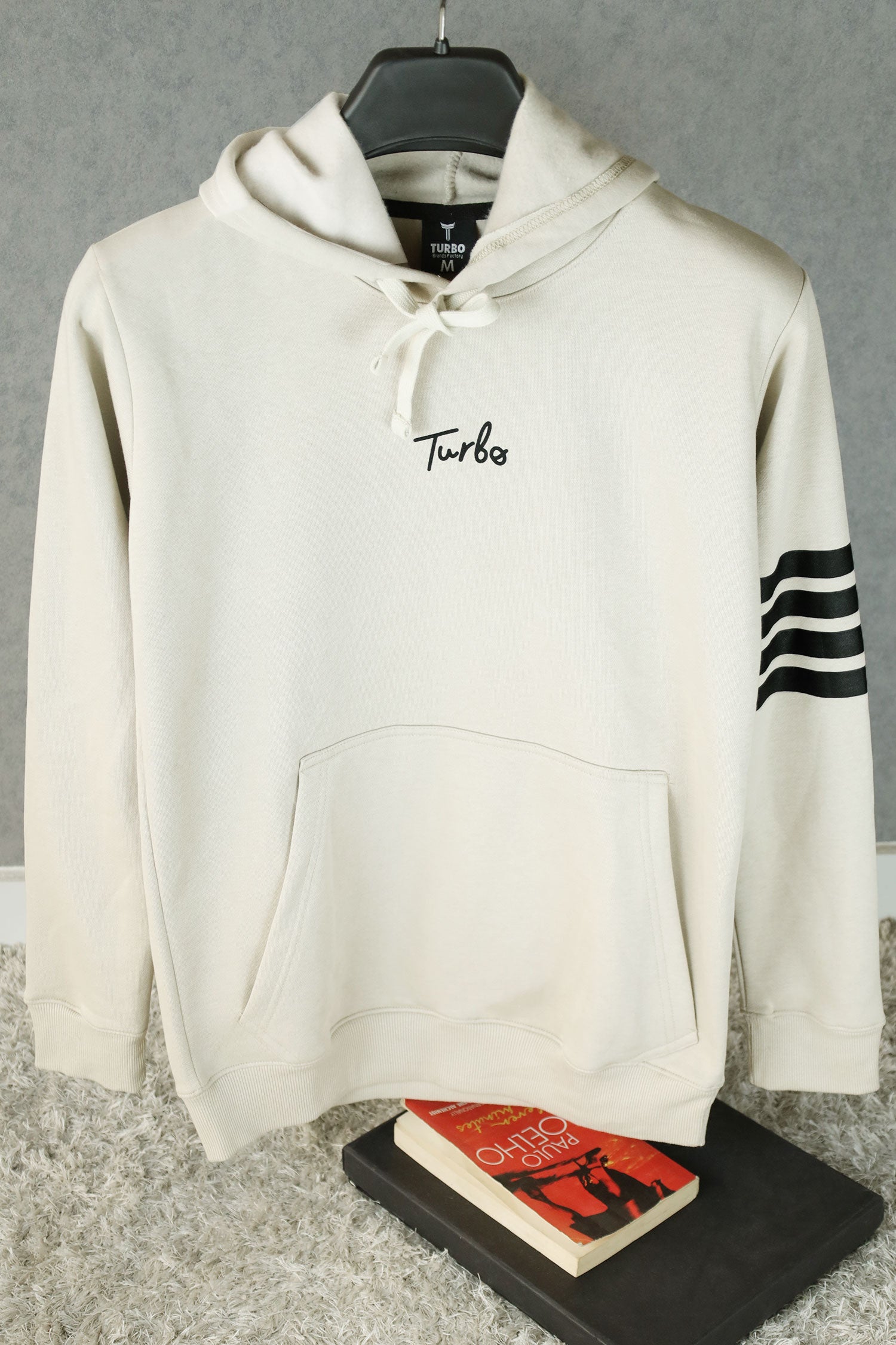 Turbo Arm Stripe Fleece Hoodie In Creem