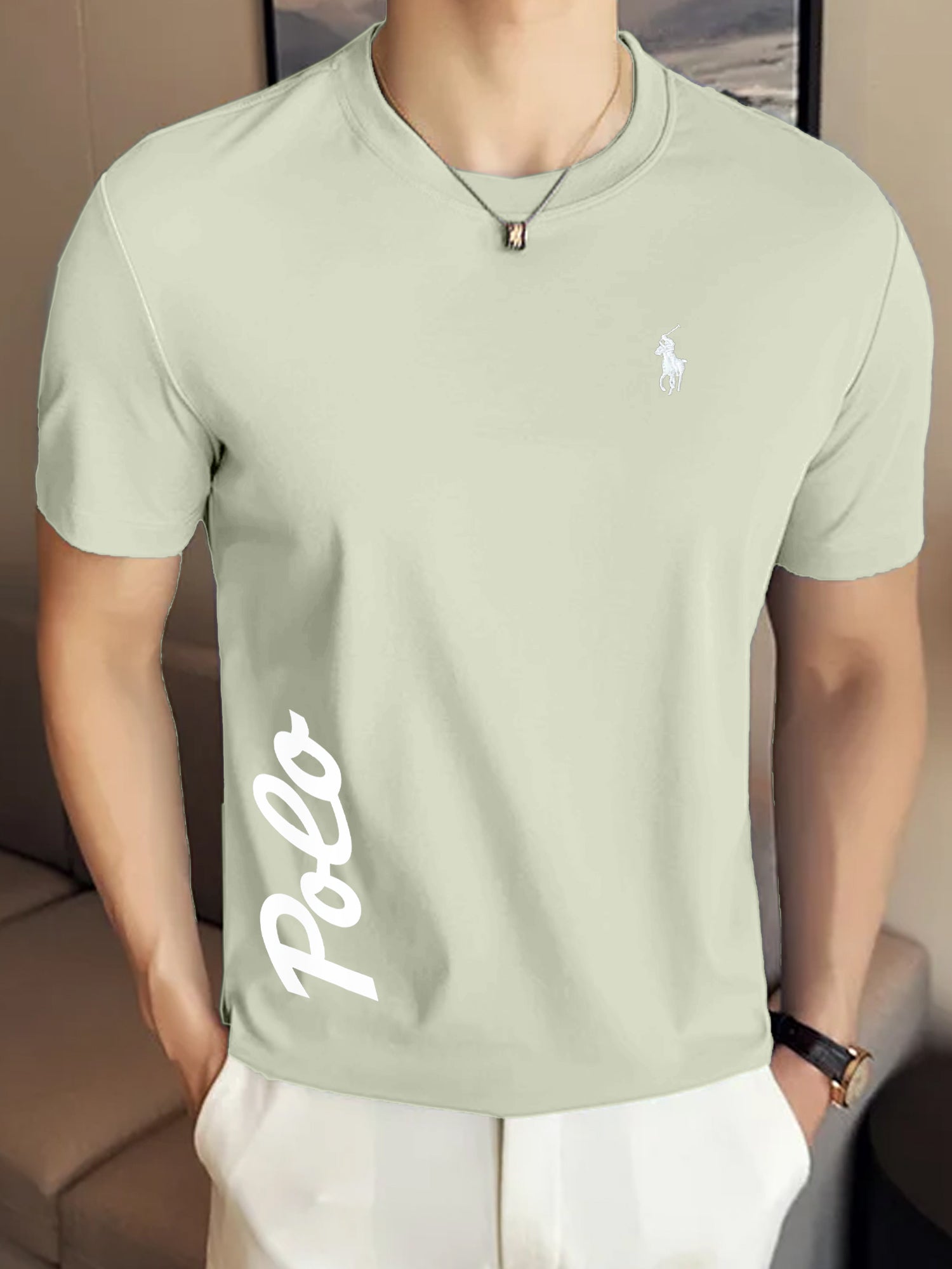 Rph Luren Polo Writing Graphic Crew Neck Tee