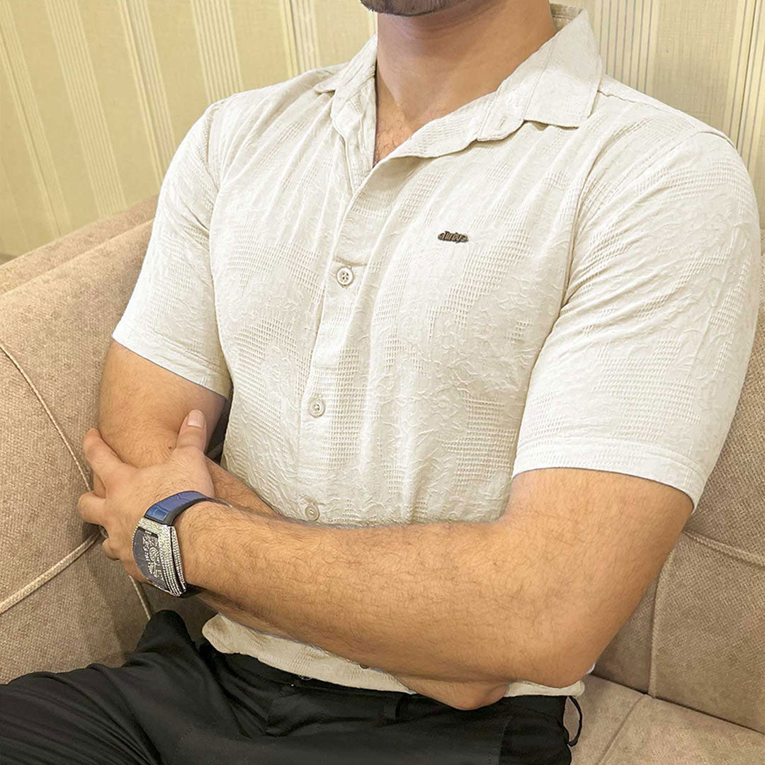 Turbo Artistic Touch Comfort Casual Shirt In Cream