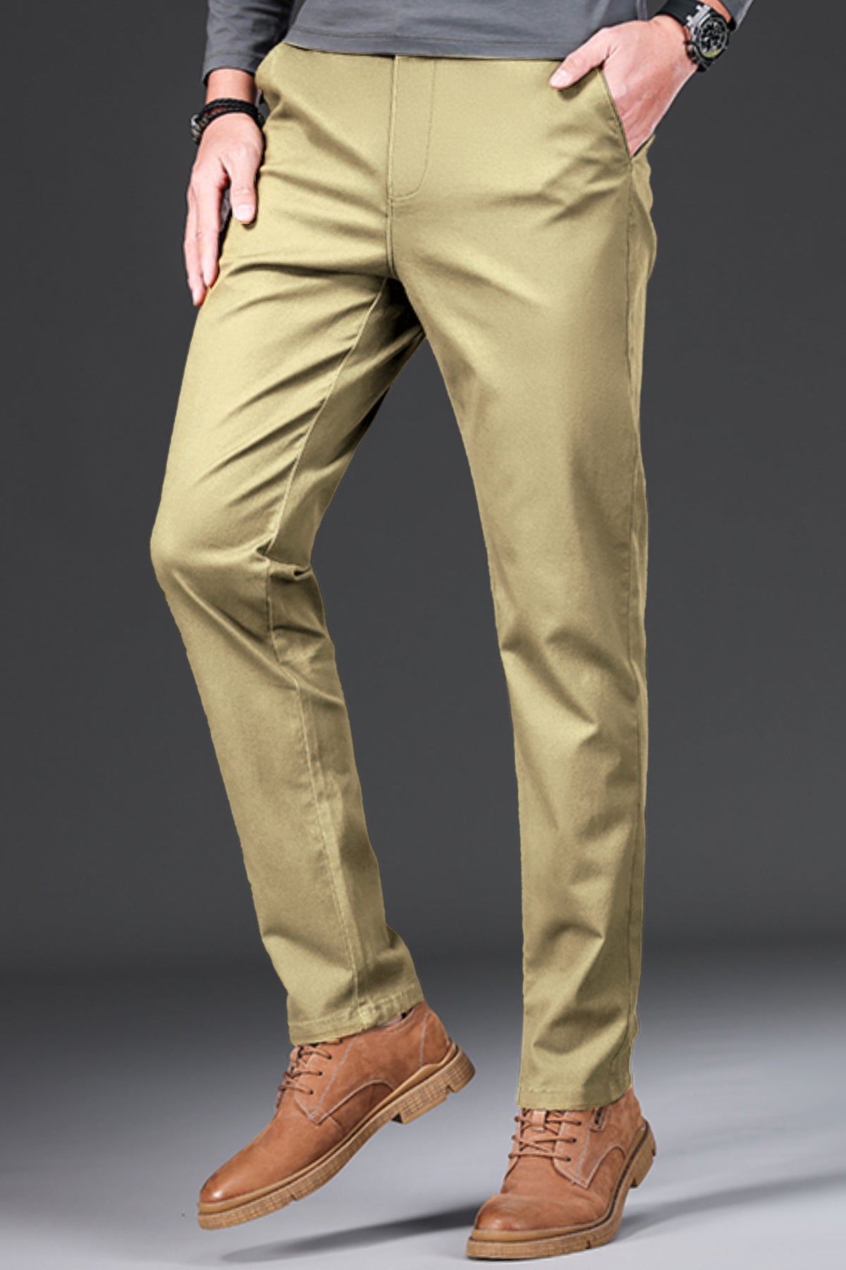 Fashion Trend Slim Fit Premium Cotton Pant In Creem