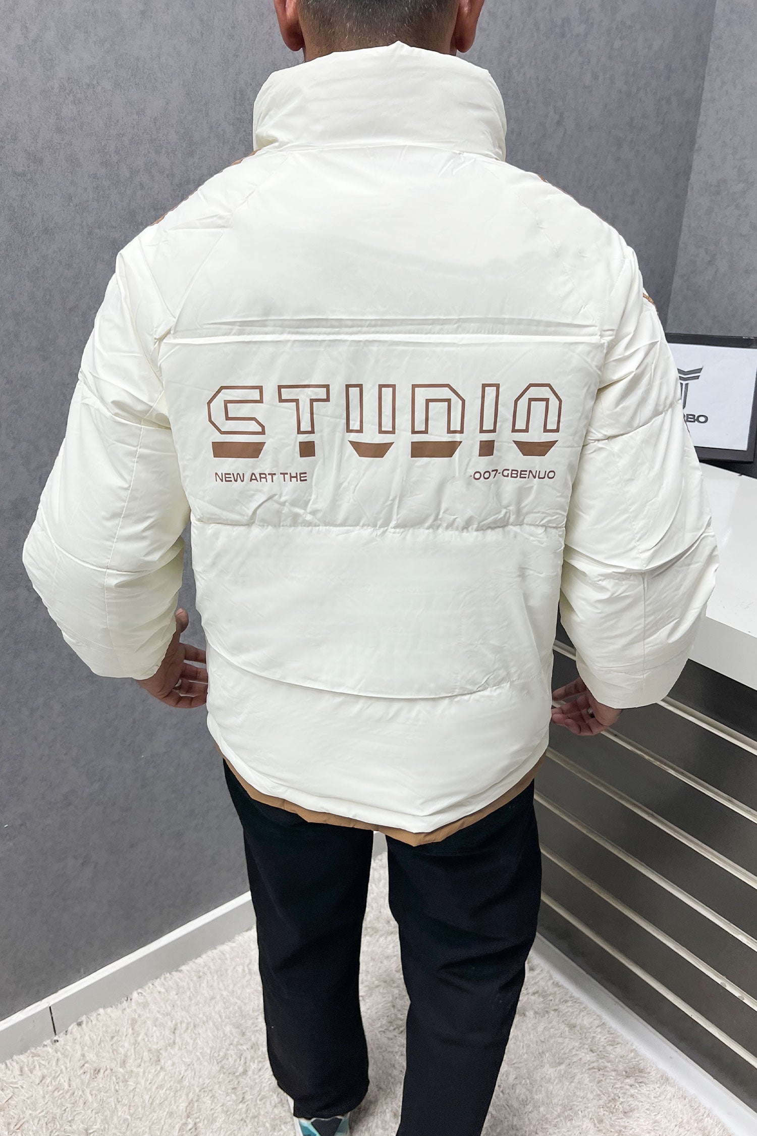 The New Art Studio Stripes Imported Puffer Jacket