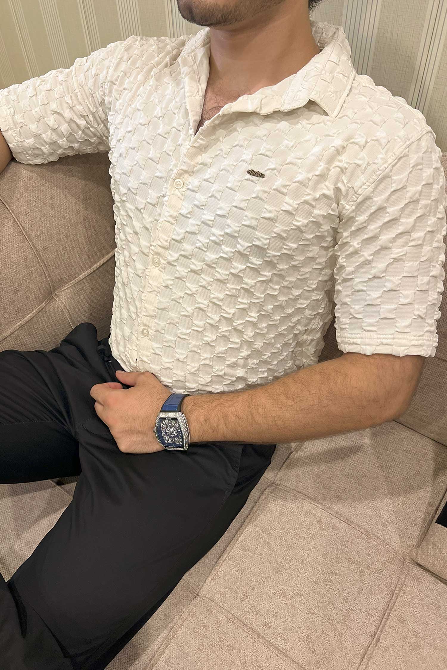 Turbo Puff Structured Pattern Casual Shirt