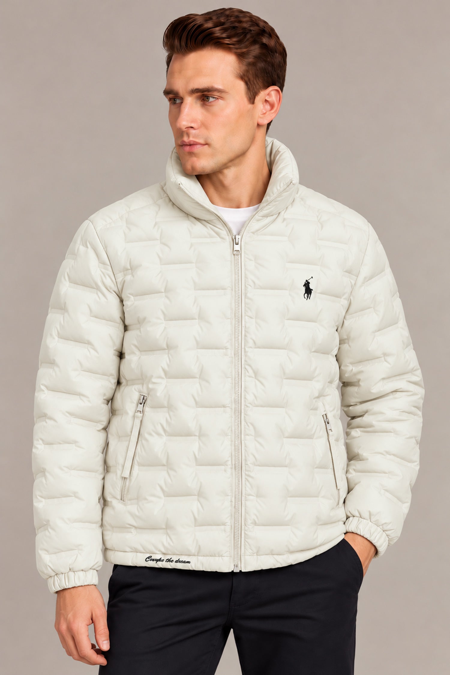 Polo Brick-Quilted Pattern Imported Puffer Jacket