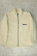 Turbo Zipper Style Sherpaa Fleece Light Weight Jacket In Creem