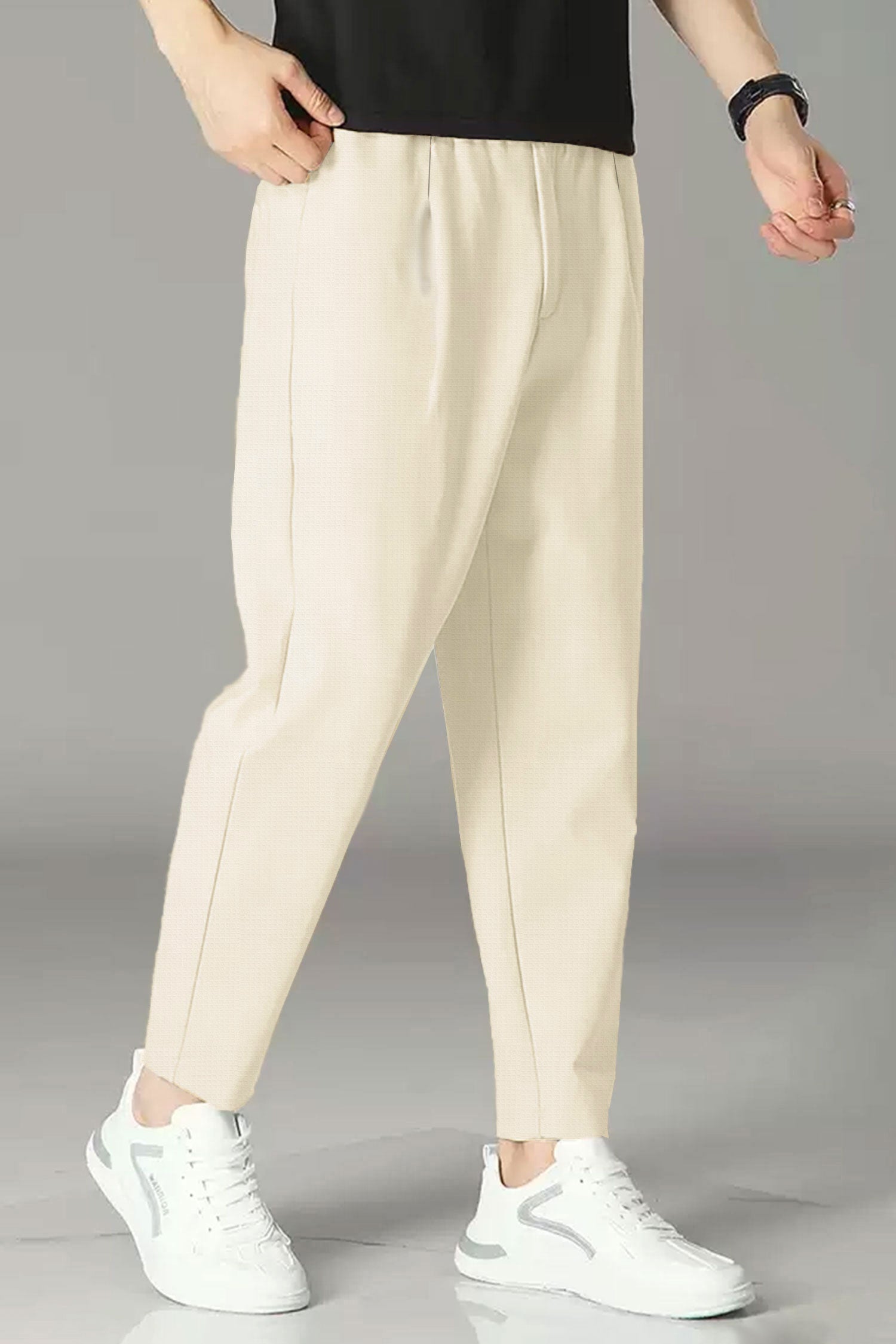 Turbo High Rise Pleated Waffle Pattern Loose Bottom Trouser