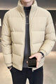 Turbo Lining Pattern Style Men's Imported Puffer Jacket In Cream