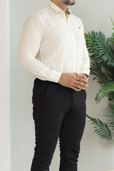 Turbo Billy Textured Knit Long Sleeve Cotton Casual Shirt In Creem
