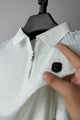 Turbo Tri-Angle Pattern Zip-Collar Men's Polo Shirt