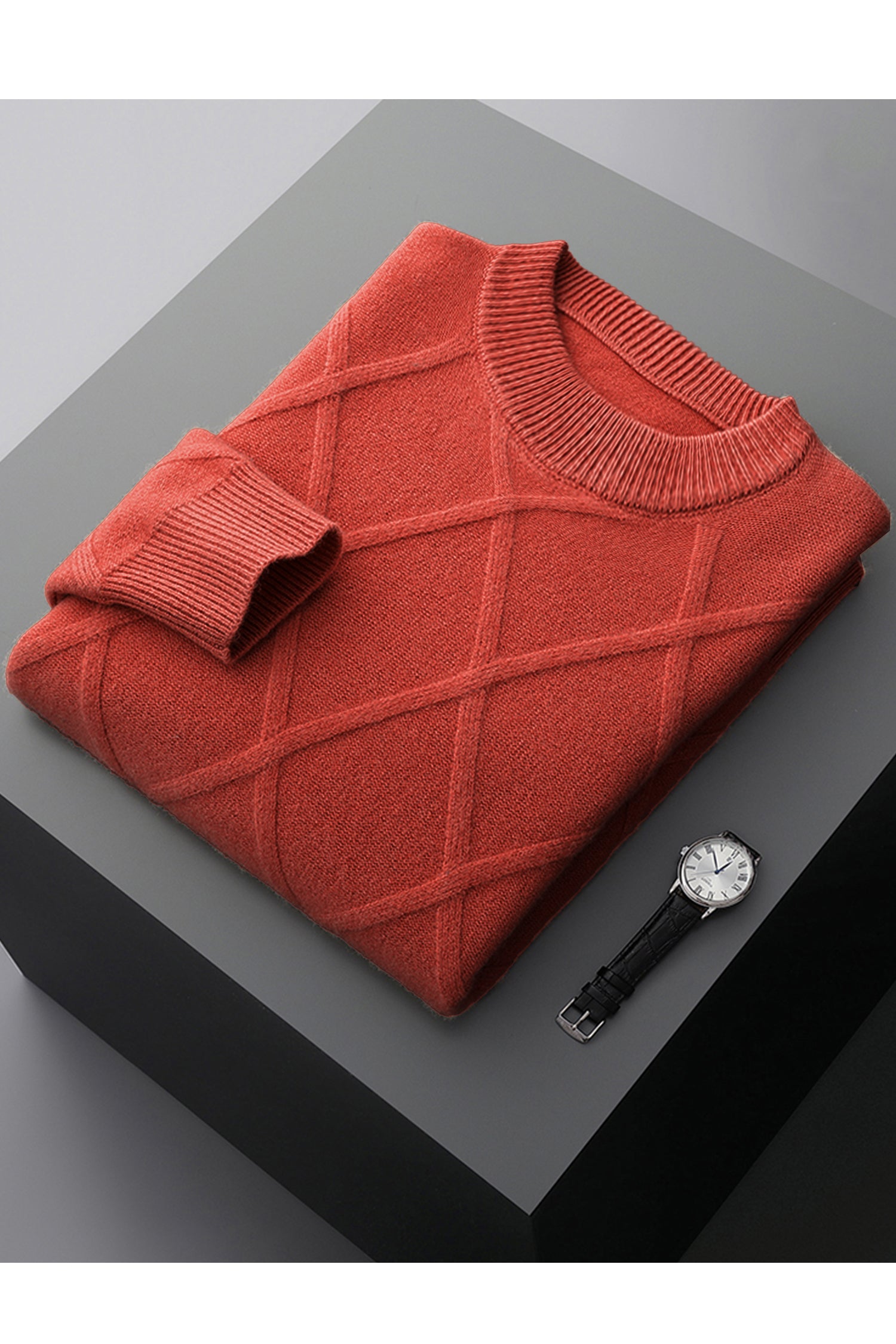 Diamond Crew Neck Men's Cashmere Sweatshirt