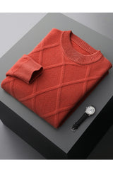 Diamond Crew Neck Men's Cashmere Sweatshirt In Carrot