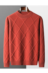 Diamond Crew Neck Men's Cashmere Sweatshirt In Carrot