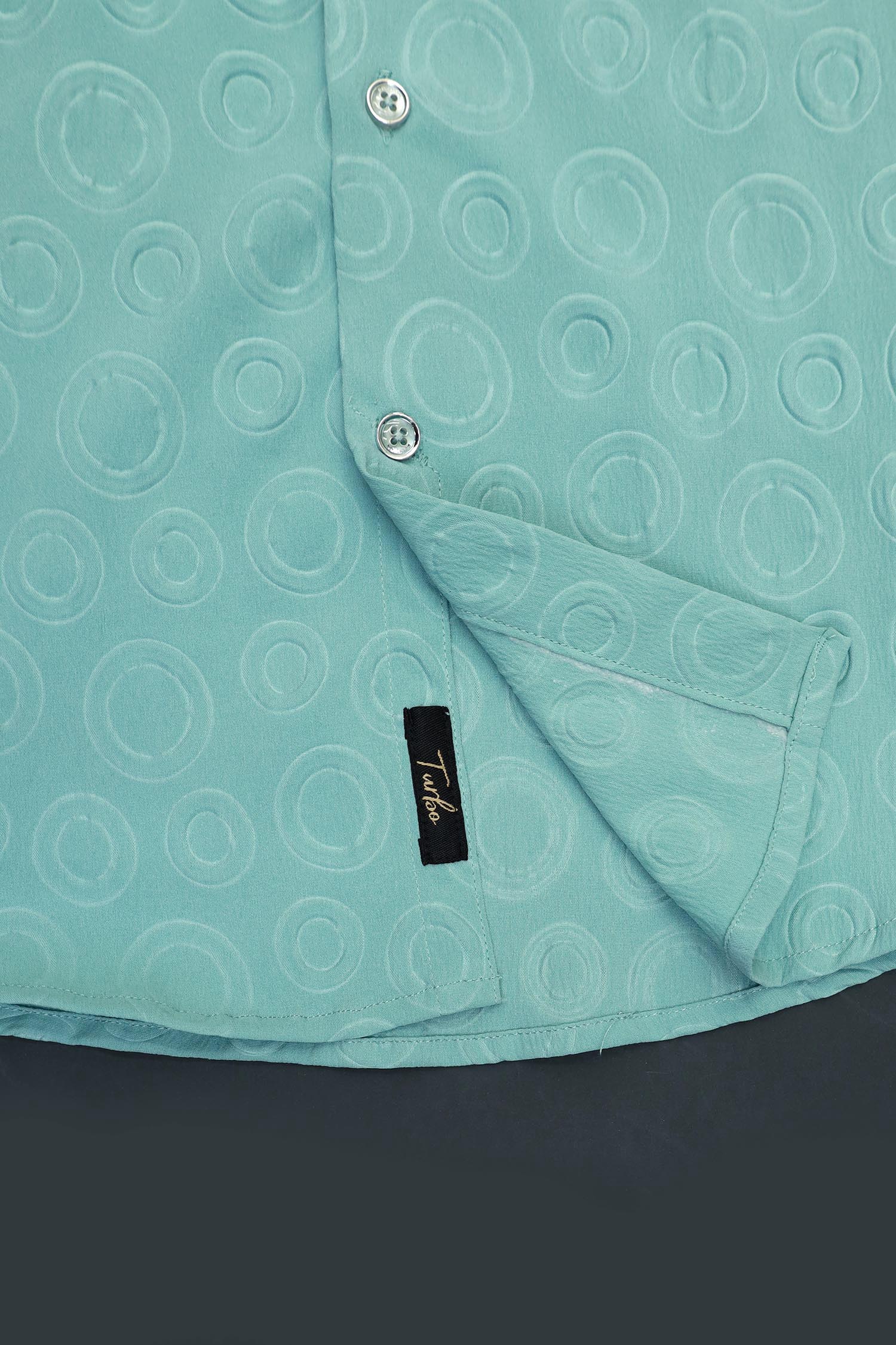 Embossed  Circles All Over Casual Shirt In Cyan