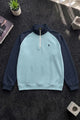 Polo Color-Block Quarter Zip Imported Mock Neck Men's Sweatshirt In Cyan