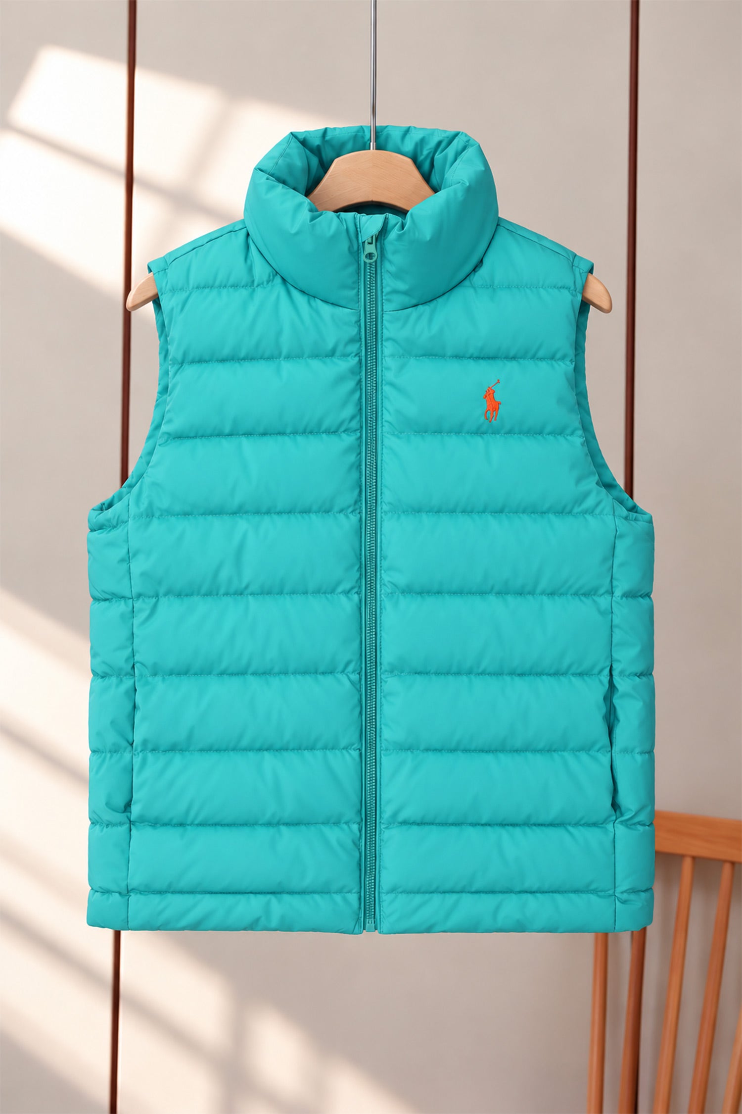 Polo Packable Down Imported Puffer Men's Gilet In Cyan
