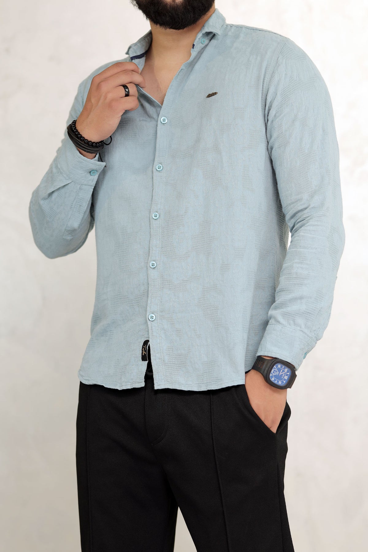 Turbo Vintage Patterend Long Sleeve Cotton Casual Shirt