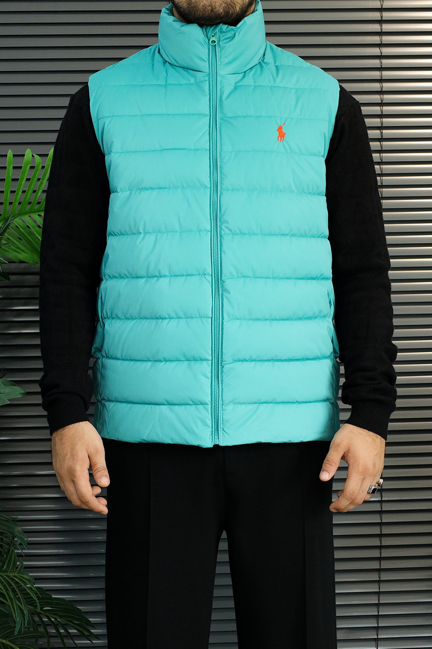 Polo Packable Down Imported Puffer Men's Gilet In Cyan