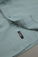 Turbo Organic MonoChromatic Long Sleeve Cotton Casual Shirt In Cyan