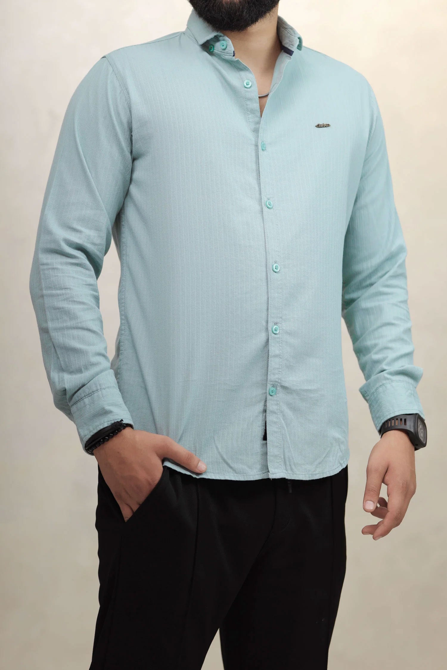 Turbo Organic MonoChromatic Long Sleeve Cotton Casual Shirt