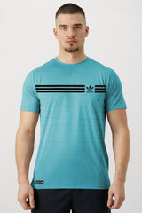 Adds 3 Stripes Style Slub Dry-Fit Tee in Cyan