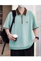 Turbo Knitted Quarter-Zip Polo Shirt In Cyan