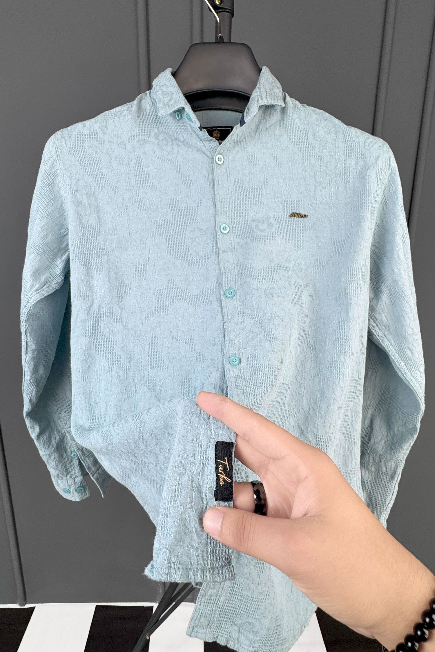 Turbo Vintage Patterend Long Sleeve Cotton Casual Shirt