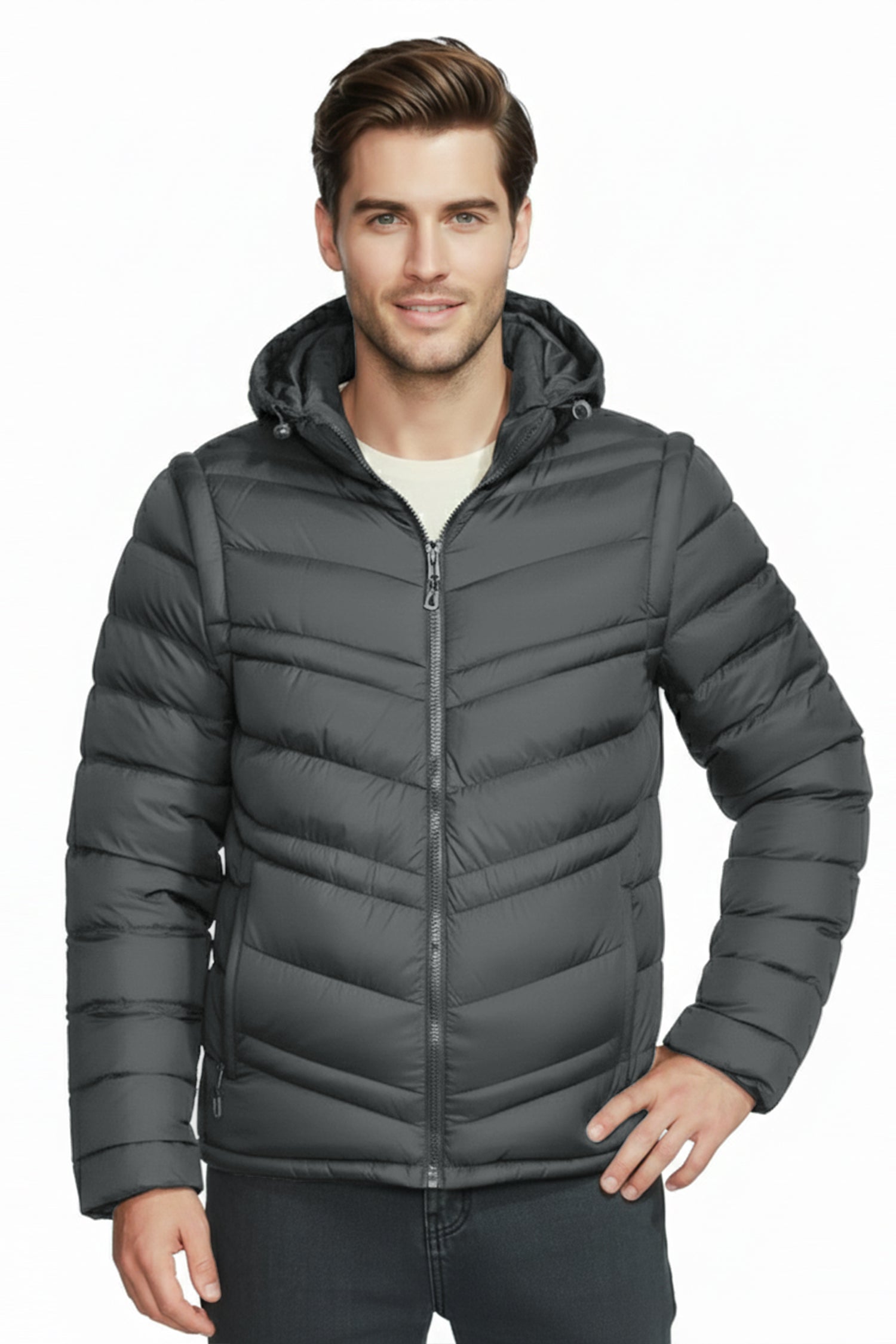 Turbo Poly Stretch Removable Arm Imported Puffer Jacket