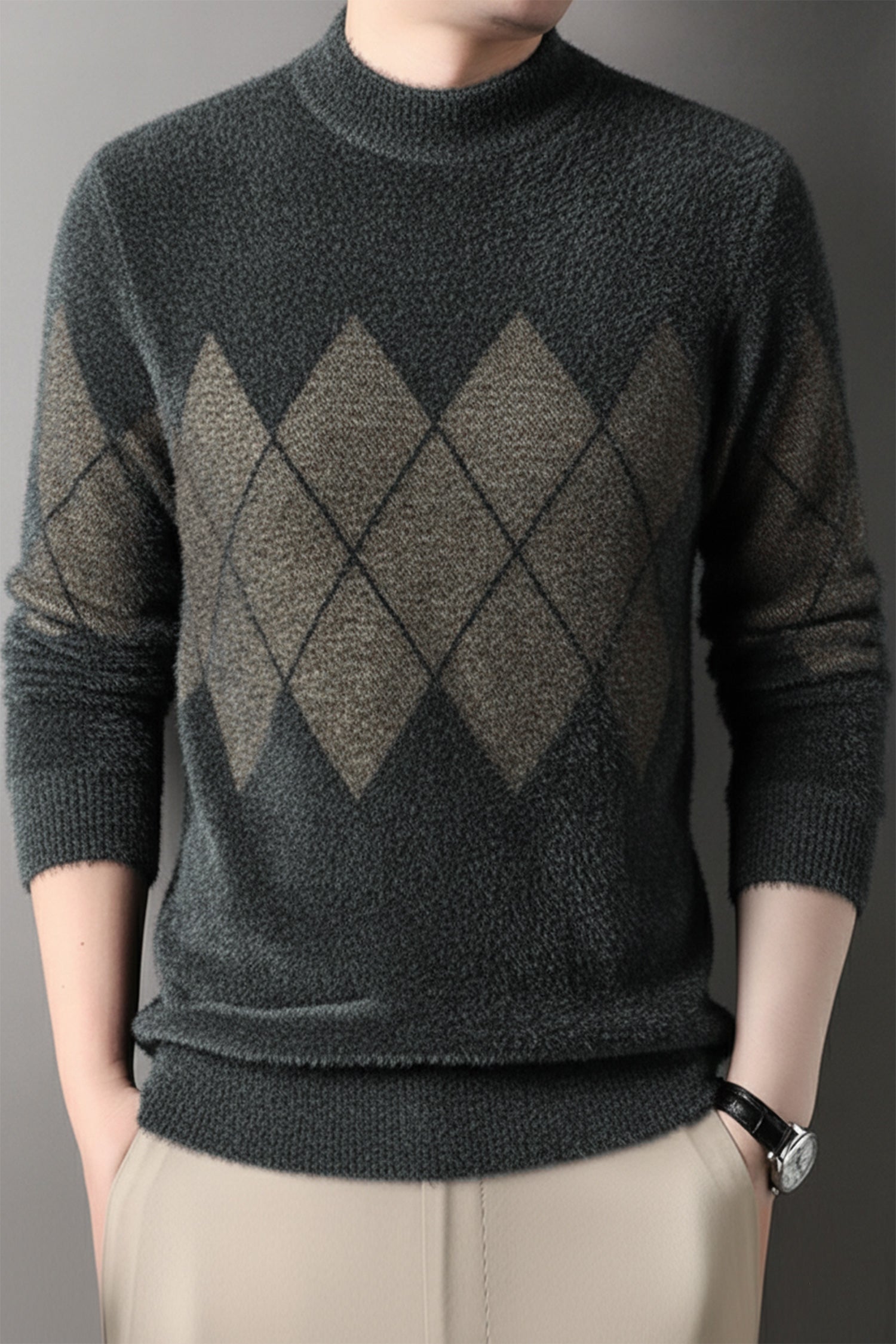 Turbo Argyle Style Imported Men's Sweater