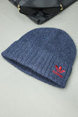 Adds Rib Cuff Cashmere Wool Beanie Cap In Dark Blue