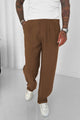 Turbo Comfort Front Plate Regular Straight-Fit Trouser In Dark Brown
