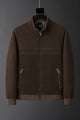 Turbo Meander Patterned Imported Mock Neck Men's Wool Jacket