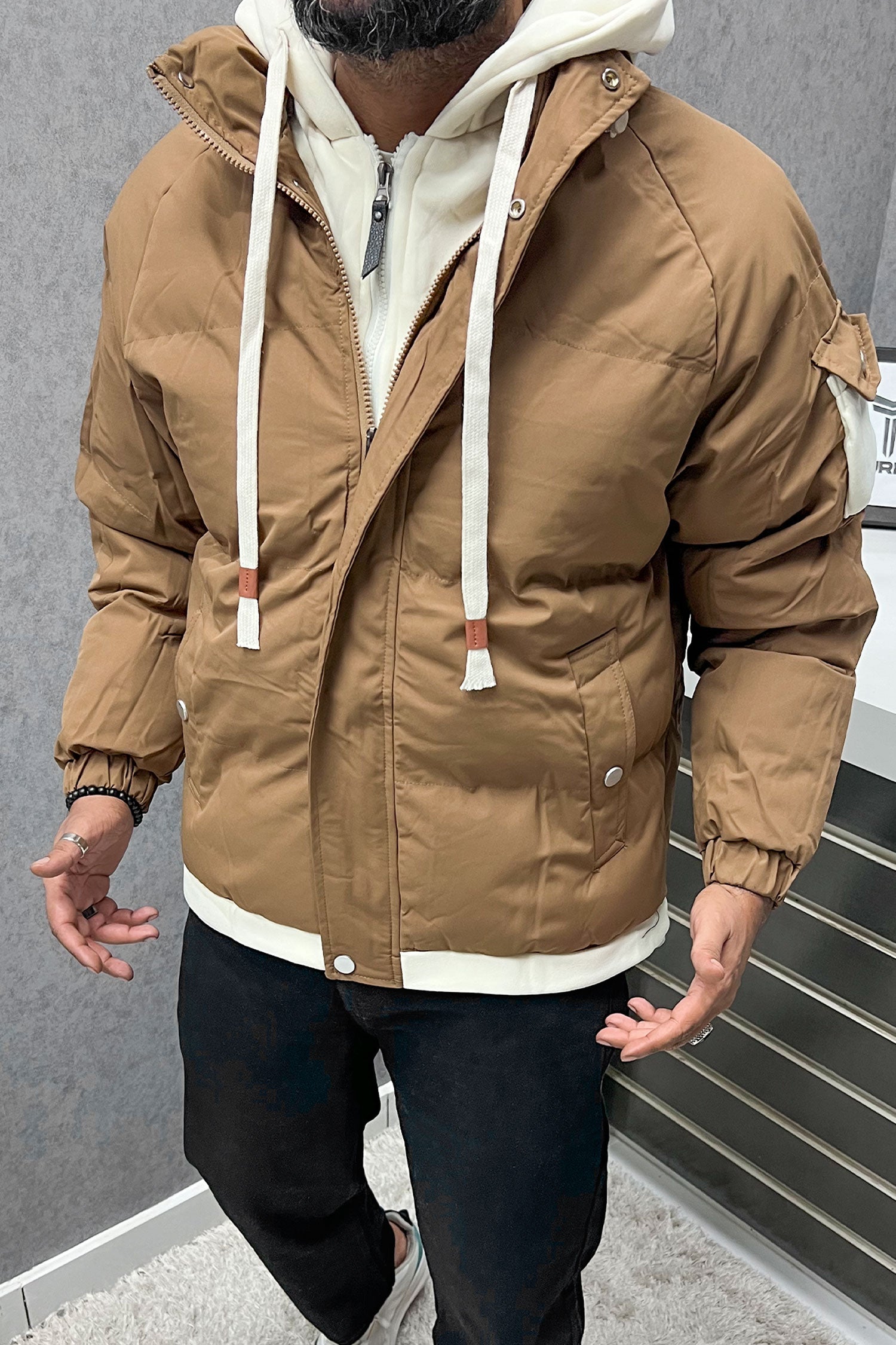 Trendy Hype Dual Zip Hooded Imported Puffer Jacket