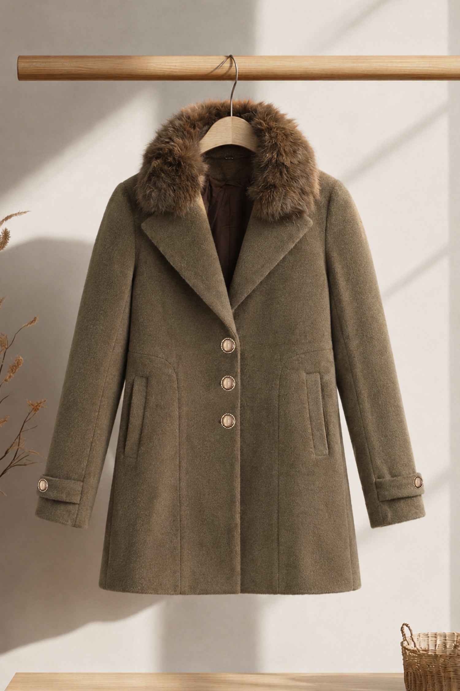 Women's Single Breasted Imp Wool Long Coat In Dark Brown