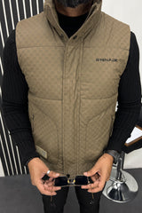 Grenade Daily Paper Quilted Imported Men's Gilet In Dark Brown