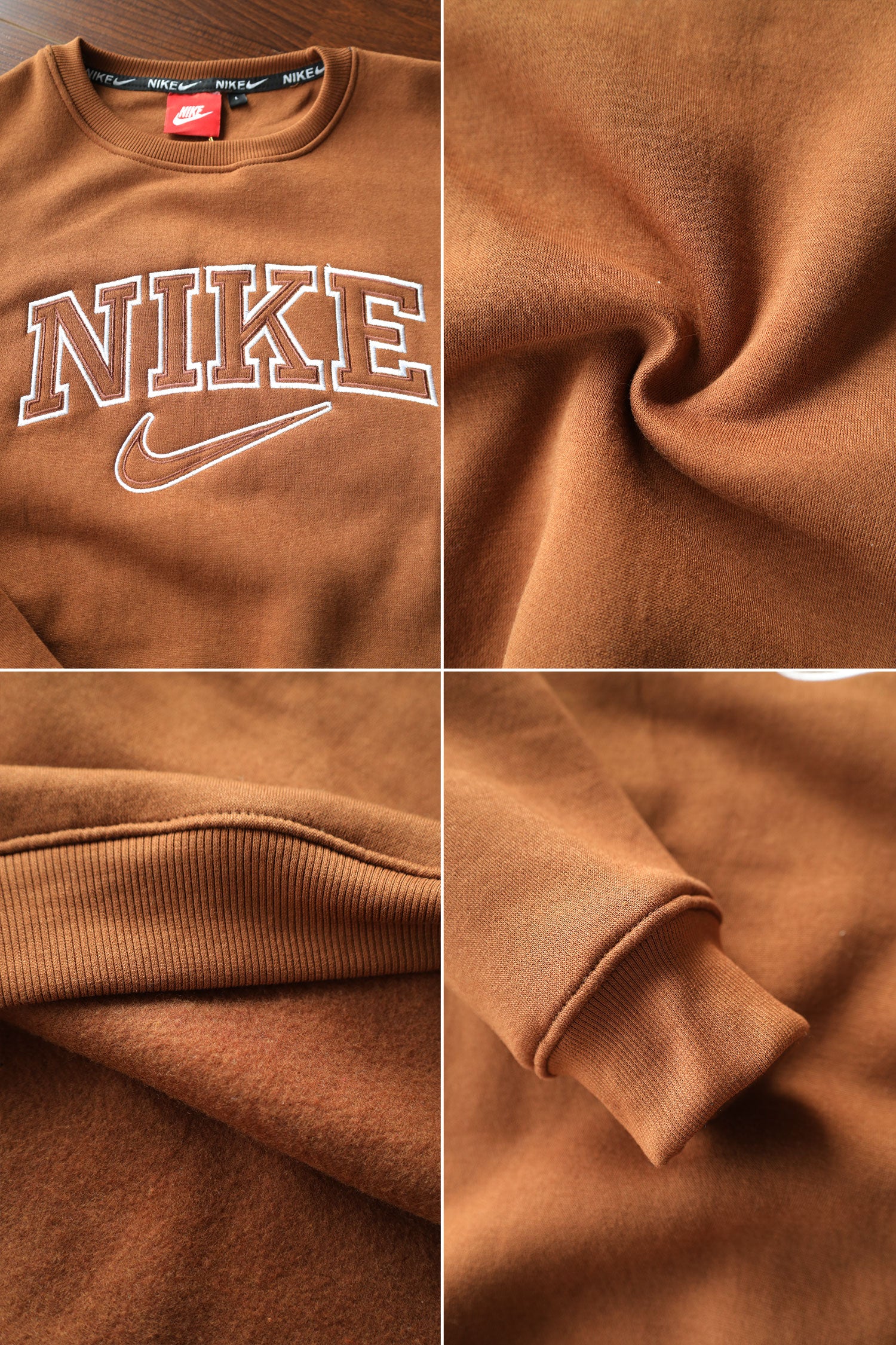 Nke Signature Typography Full Sleeve Men's Sweatshirt In Dark Brown